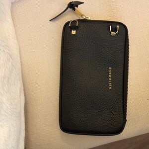Bandolier Black Leather Phone Case with Gold Accents